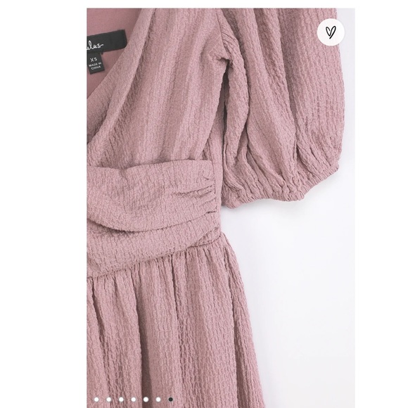 NWOT Little Bit In Love Dusty Purple Surplice Puff Sleeve Mini Dress - Picture 3 of 7